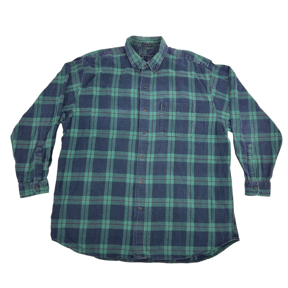 Abercrombie & Fitch Flannel Country Clothes Shirt Men's XL Green Blue‎ Plaid